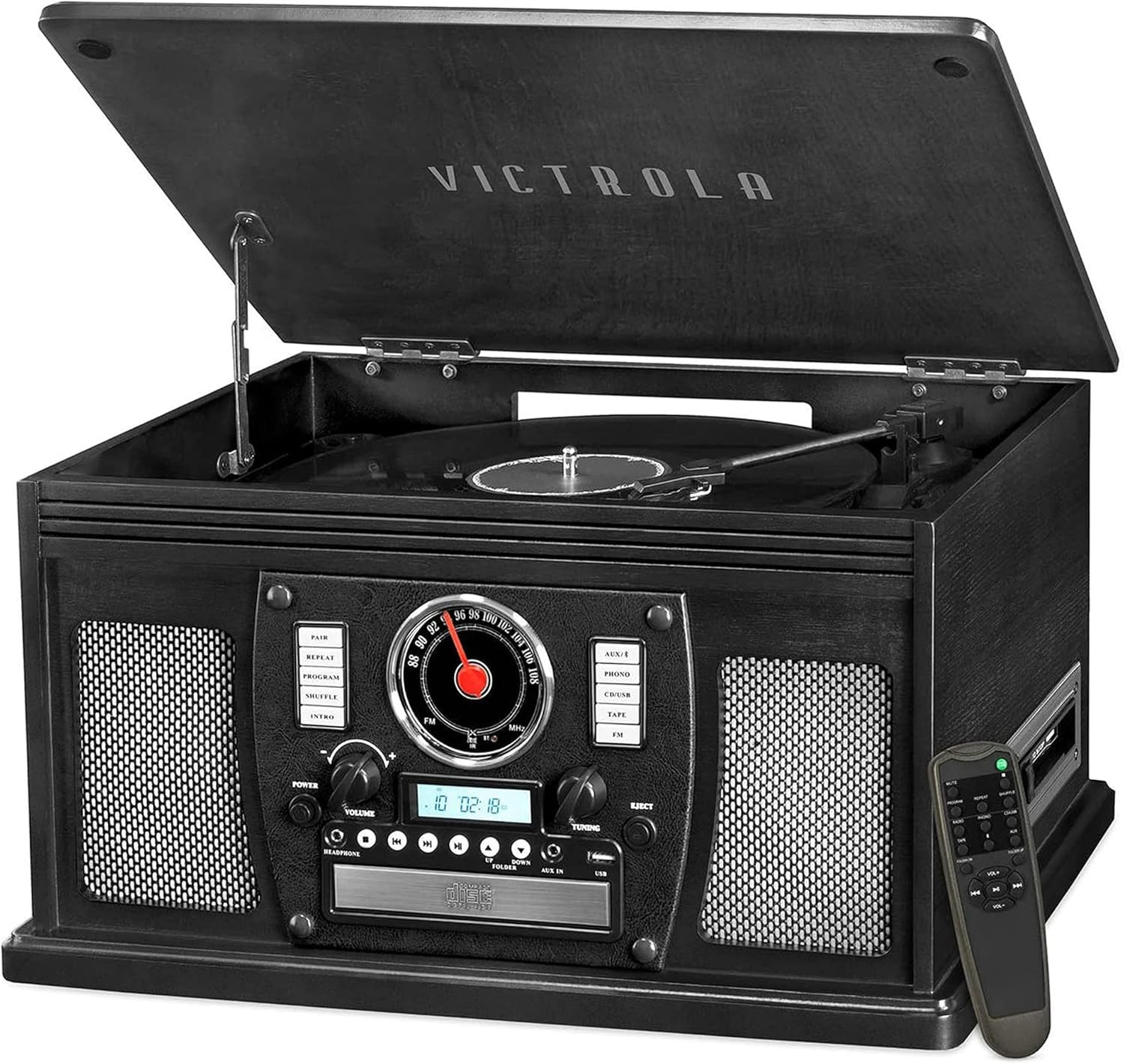 Victrola 8-in-1 Bluetooth Record Player & Multimedia Center, Built-in Stereo Speakers - Turntable... | Amazon (US)