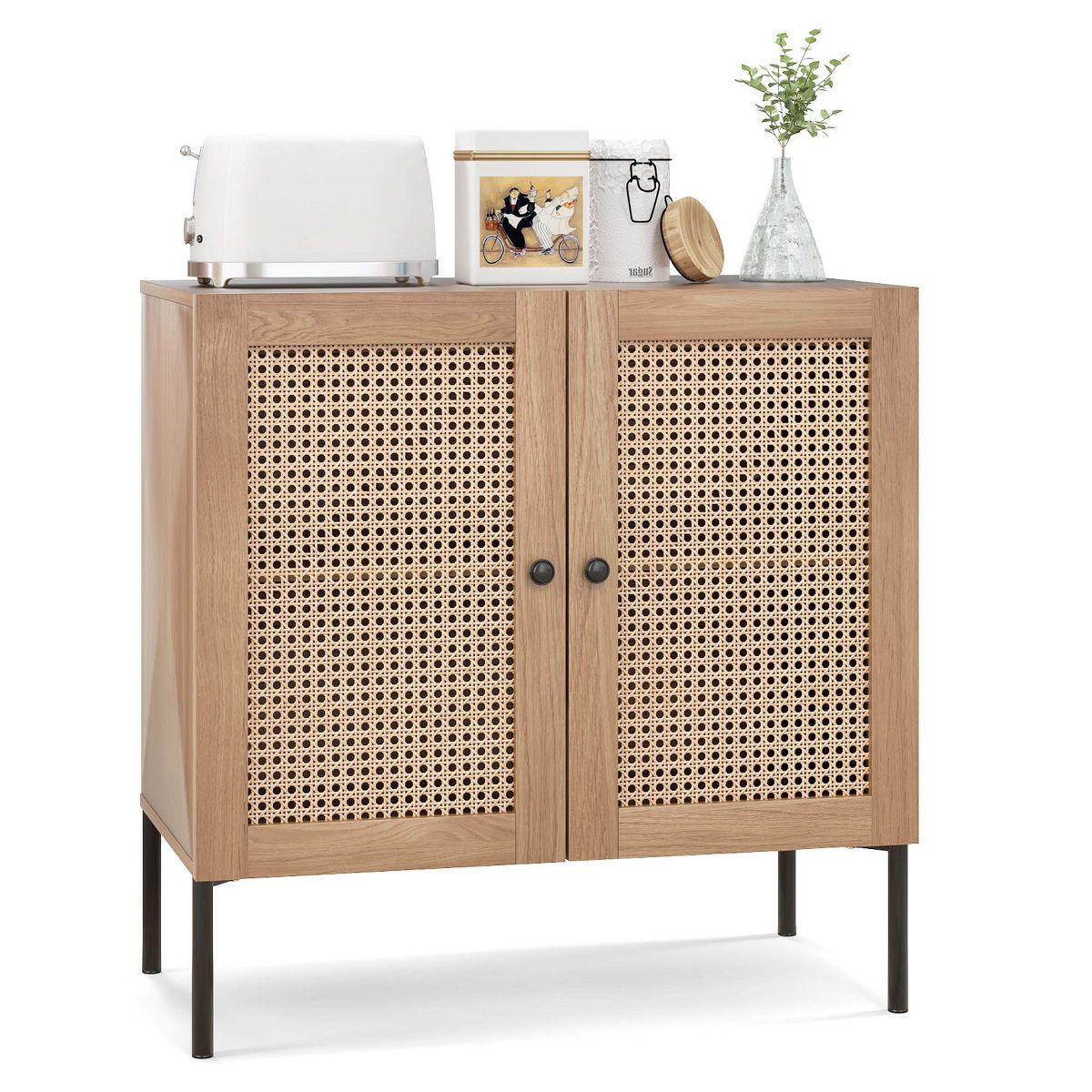 Costway Rattan Buffet Sideboard Cabinet Cupboard w/ Adjustable Shelf | Target