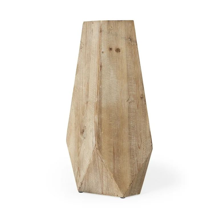 19" Natural Stain Geometric Wooden Vase | Walmart (US)