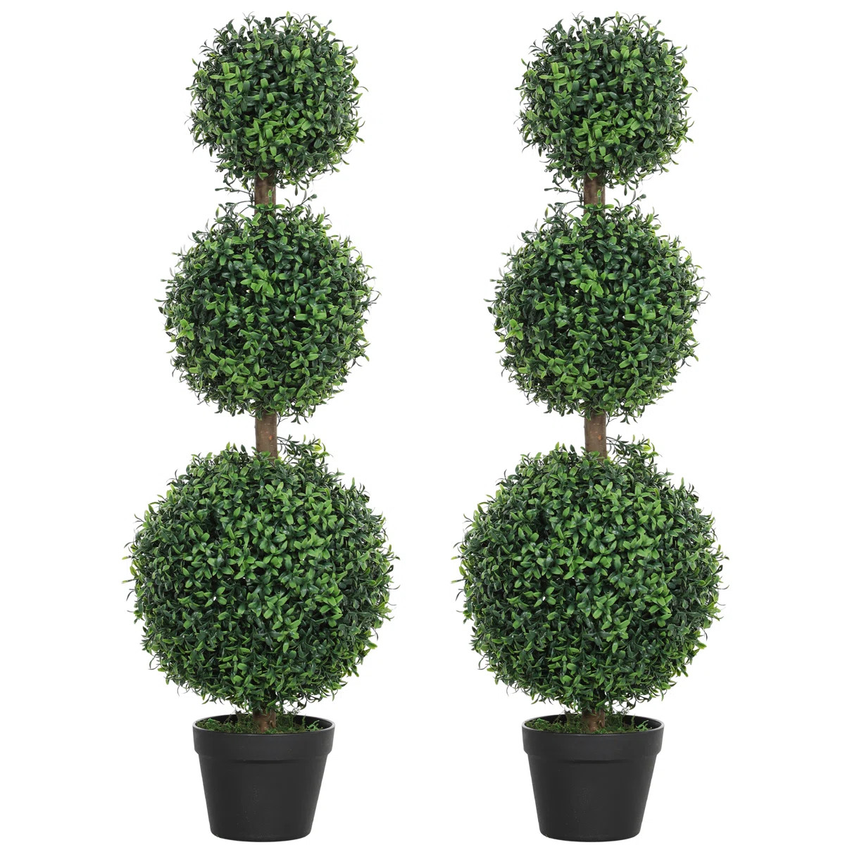 Set Of 2 Decorative Artificial Plants, Topiary Ball-Shaped Boxwood Trees In Pot, Fake Plants For ... | Wayfair North America
