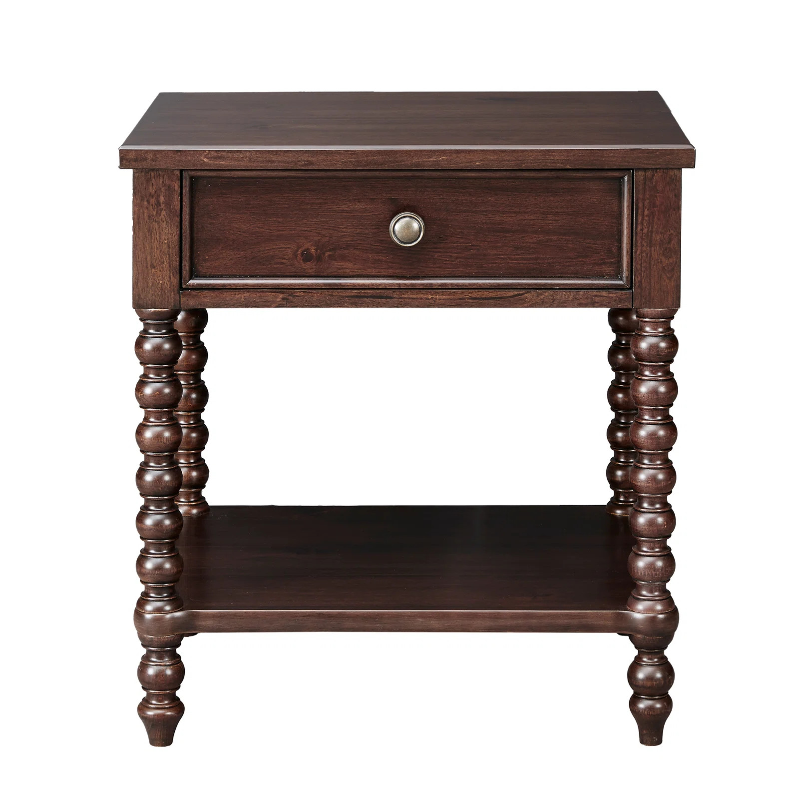 Beckett Turned Wood Spindle Nightstand with Drawer & Shelf | Wayfair North America