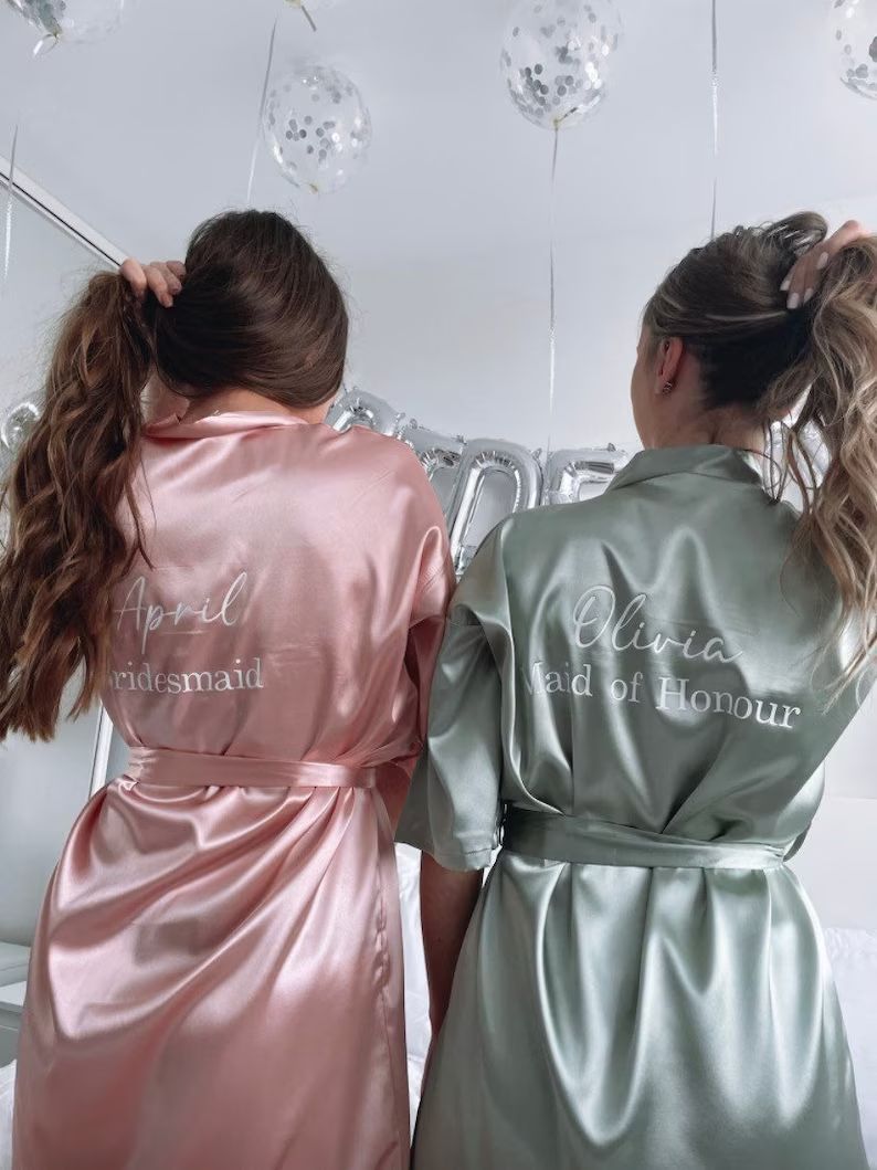 Personalised Bridesmaid Robes Satin Bridal Robes Dressing Gown - Etsy | Etsy (US)