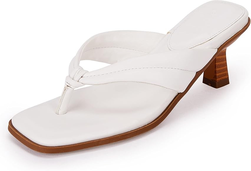 Womens Kitten Heel Thong Sandals Flip Flops Slip On Square Open Toe Slippers Low Stacked Heeled M... | Amazon (US)