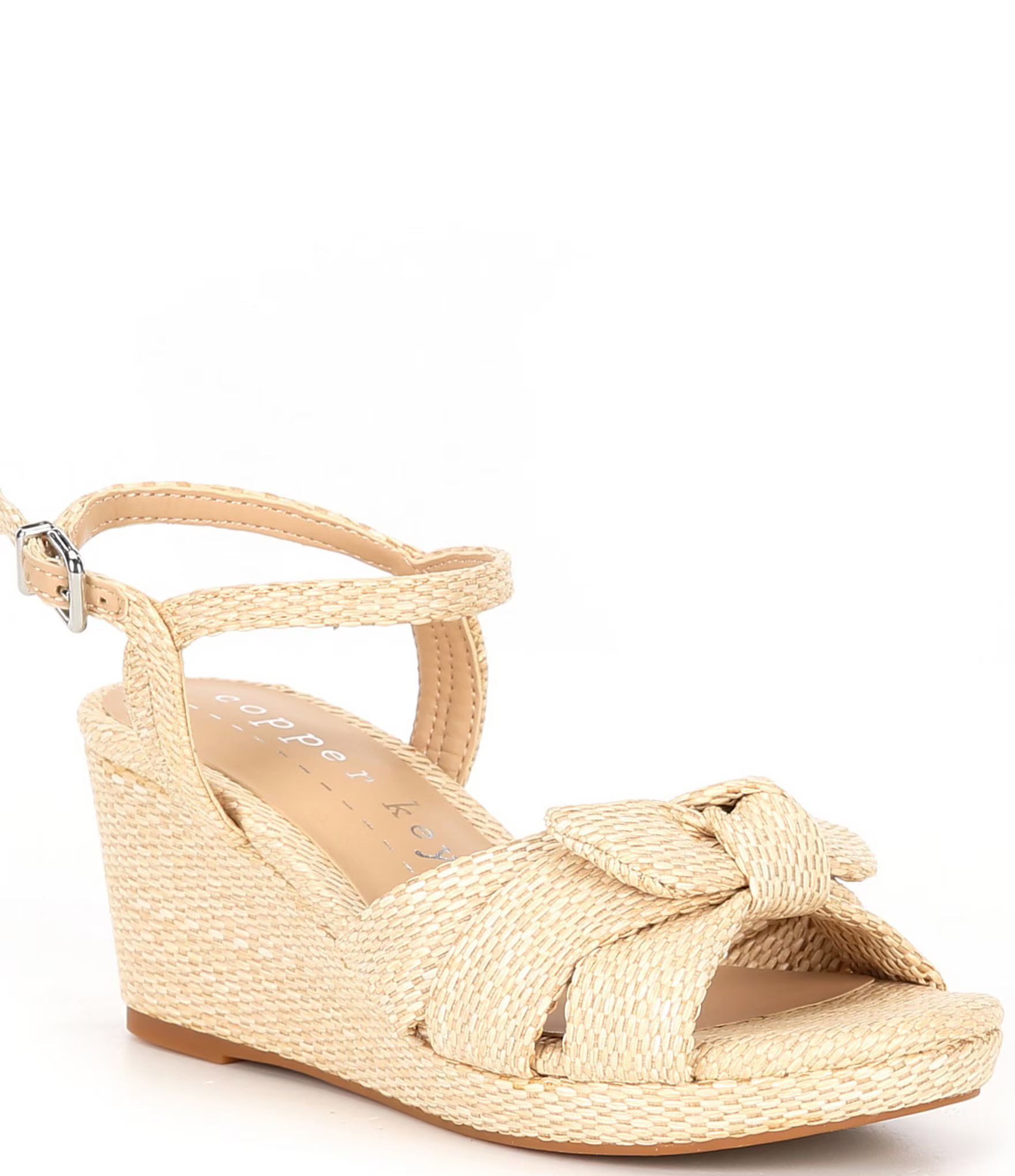 Copper Key Girls' Charlotte Raffia Wedge Bow Sandals (Youth) | Dillard's | Dillard's