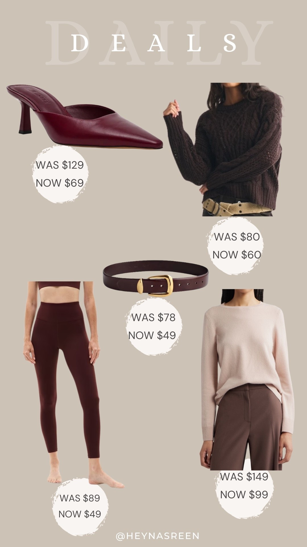 Daily deals on Steve Madden heels, Abercrombie sweater, Nordstrom cashmere sweater, Madewell belt, Athleta leggings  