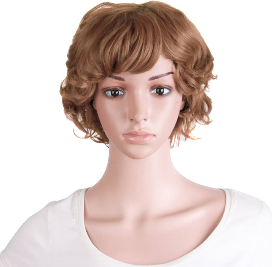 MapofBeauty 11.8 Inch /30 cm Elderly Women Curly Short Fashion Wig (Light Brown) | Amazon (US)