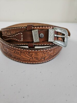Tony Lama Mens Leather Tooled Brown Belt Size 36 USA   | eBay | eBay US