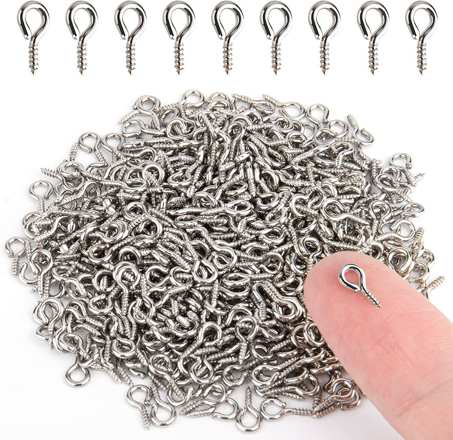 500PCS 4 x 8mm Mini Screw Eye Pins for Jewelry Making, Eyelets Threaded Clasps Hooks for Art DIY,... | Amazon (US)