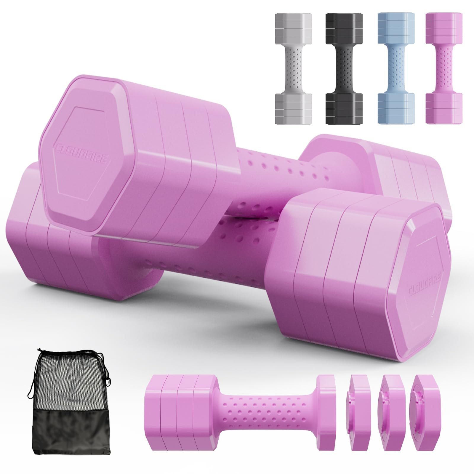 Adjustable Dumbbell Set of 2, 4 in 1 Free Weights Dumbbells Set, Hand Weights for Women at Home, ... | Amazon (US)