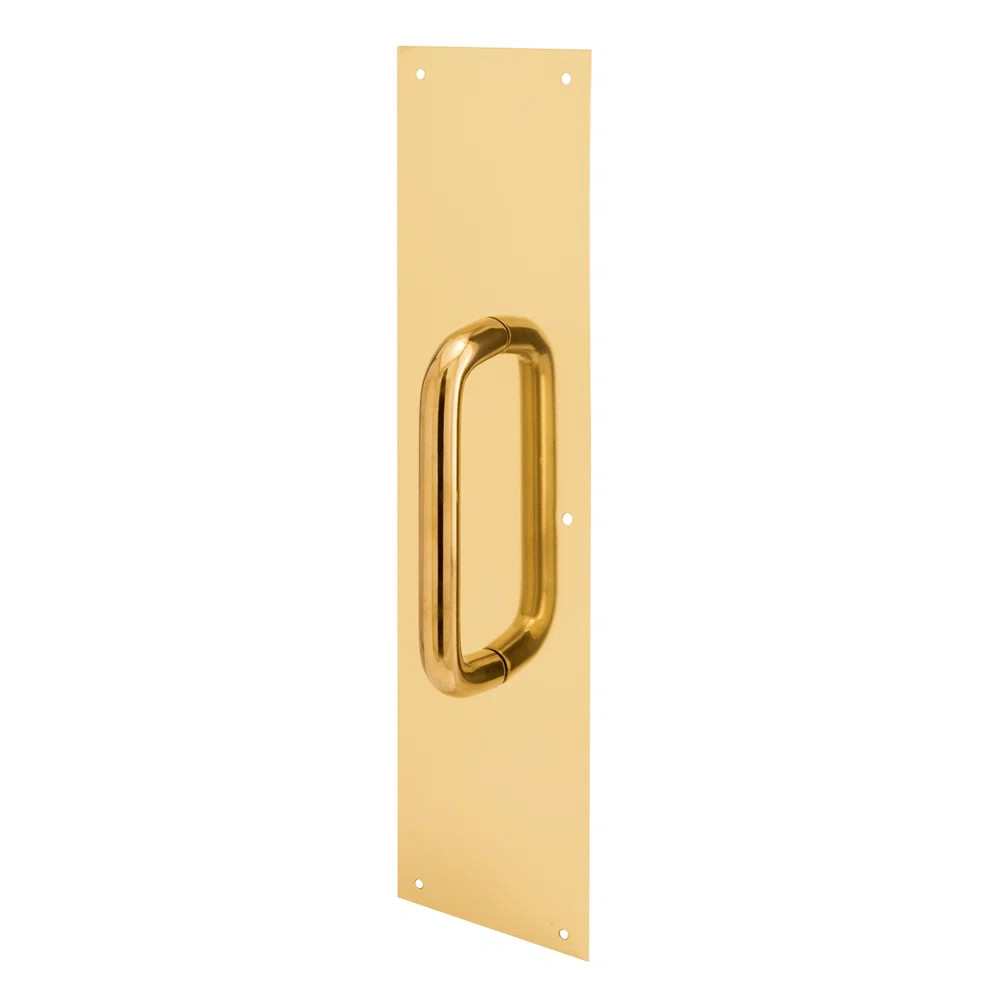 Prime-Line Pull Plate, 3/4 in. Round Handle, 3-1/2 in. x 15 in., 605 Polished Brass (Single Pack) | Wayfair North America