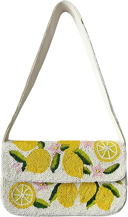 Lemon Beaded Shoulder Bag-Handmade Summer Cocktail Party Purse | Amazon (US)