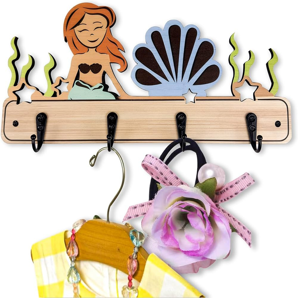 Wooden Cute Kids Nursery Towel Coat Rack Colorful Wall Hooks Mount Wood Hook | Amazon (US)