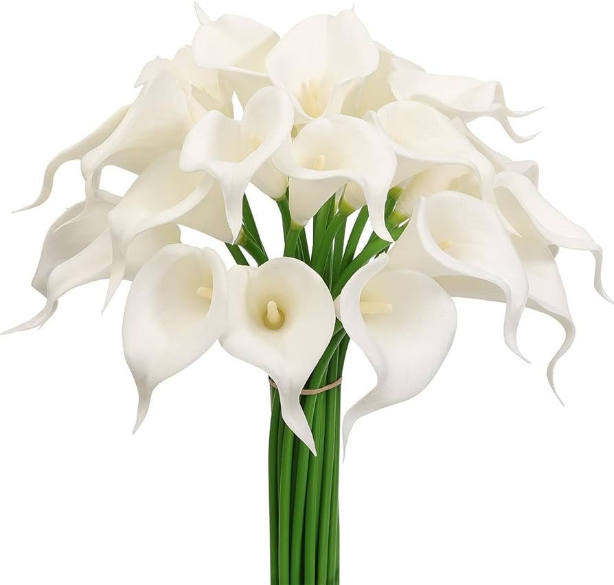 Alifst 30Pack Real Touch PU Latex Artificial Calla Lily Flowers for Wedding Party and Home Decor-... | Amazon (US)