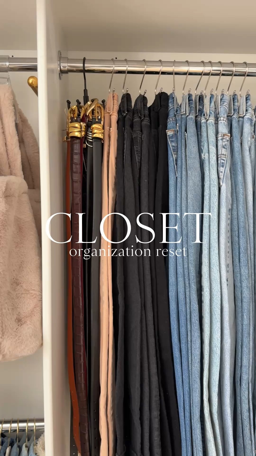 CLOSET organization reset👏🏻 Using some of my favorite items to get everything look ship shape💁🏻‍♀️ Here’s what I’m sharing today…
+ Jean hook - new find and I’m obsessed 
+ Valet rod - weekly outfits or packing
+ folding wall hook - daily items (robe)
+ drawer organizers - swimsuits, leggings, etc
+ tote hooks - perfect for larger bags
+ belt hanger - see everything you have 

Happy organizing!!

#LTKHome #LTKSeasonal