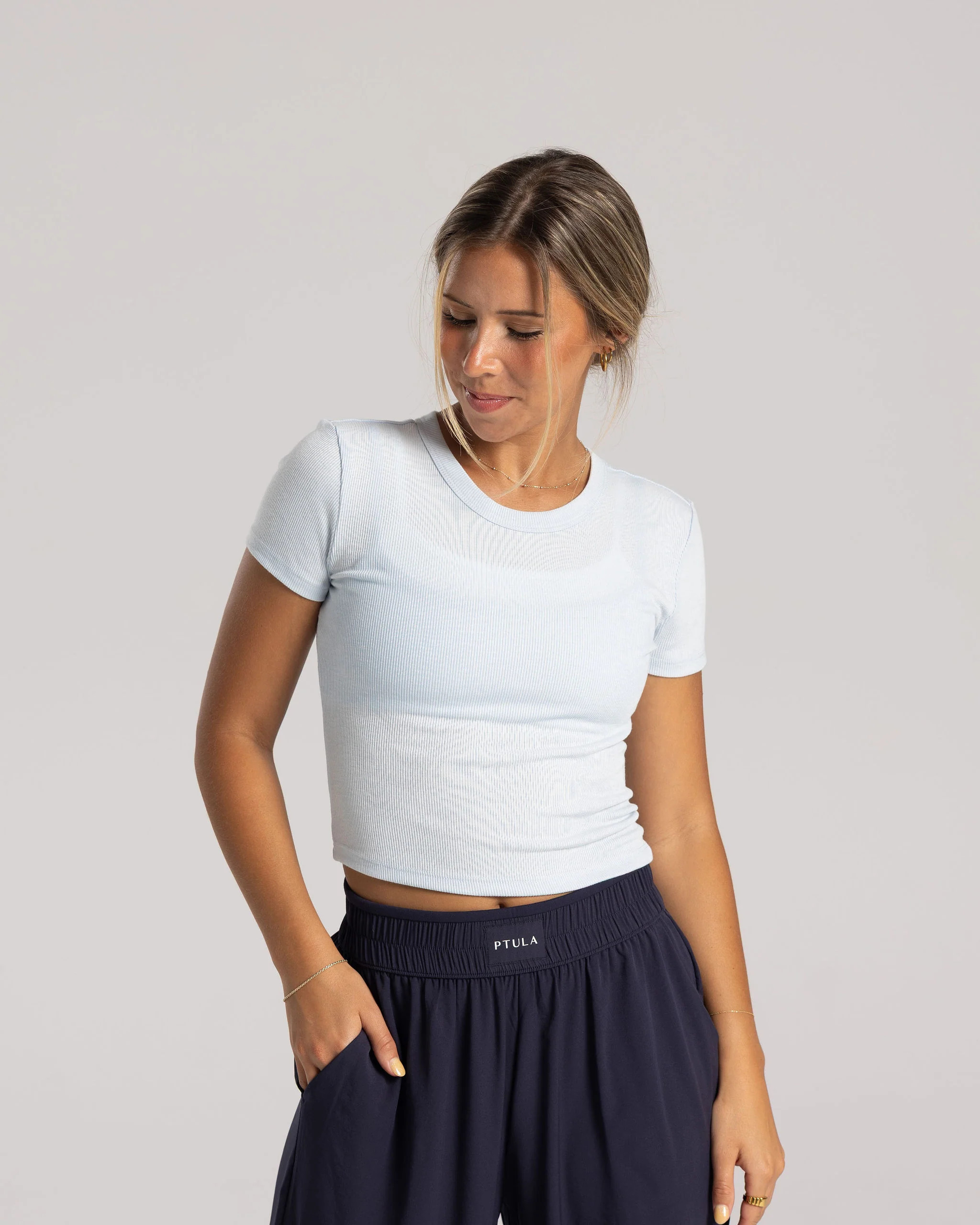 Rib Baby Tee Powder Blue / L | P'tula