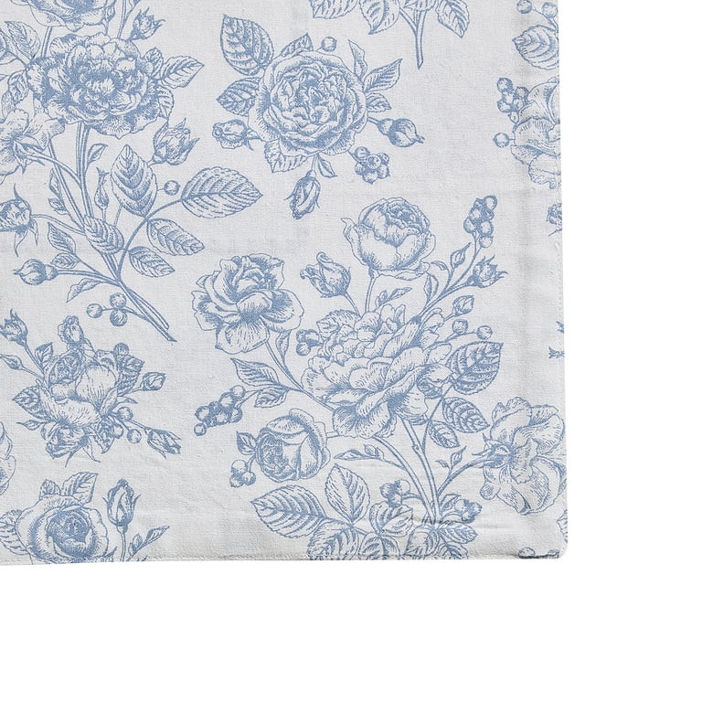 Floral Cotton Reversible Table Runner, Blue and White, 14" x 90", by My Texas House | Walmart (US)