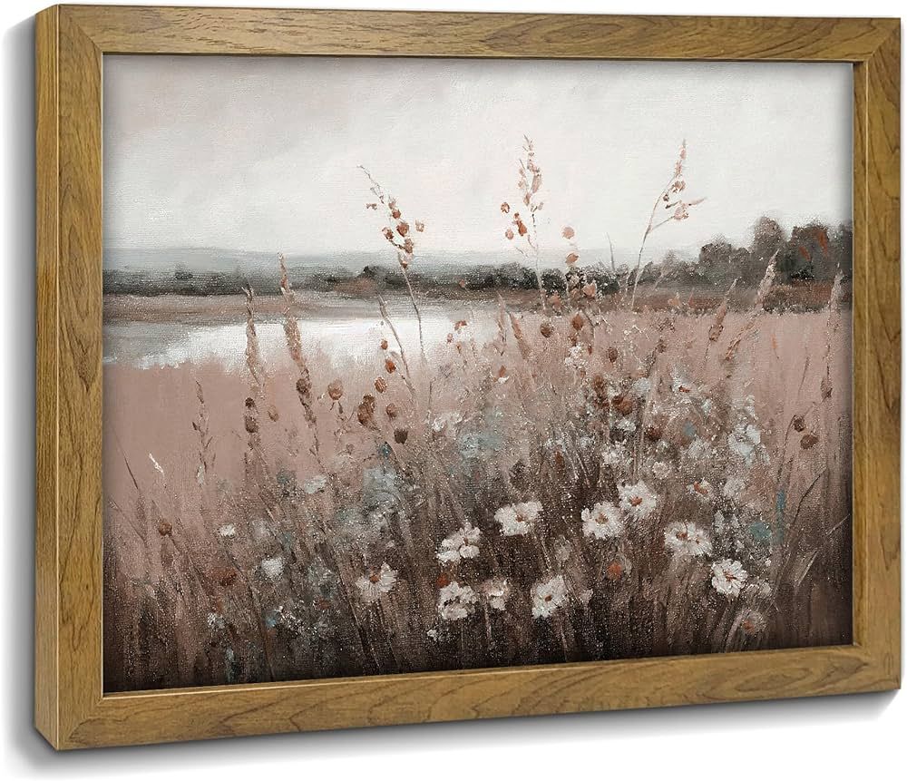 Vintage Landscape Canvas Wall Art - Wildflower Field Landscape Oil Painting, Vintage Landscape Ar... | Amazon (US)