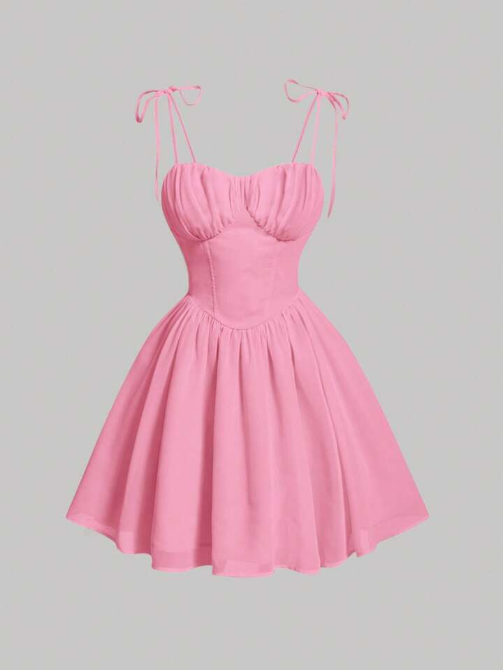 SHEIN MOD Solid Ruched Bust Cami Dress | SHEIN