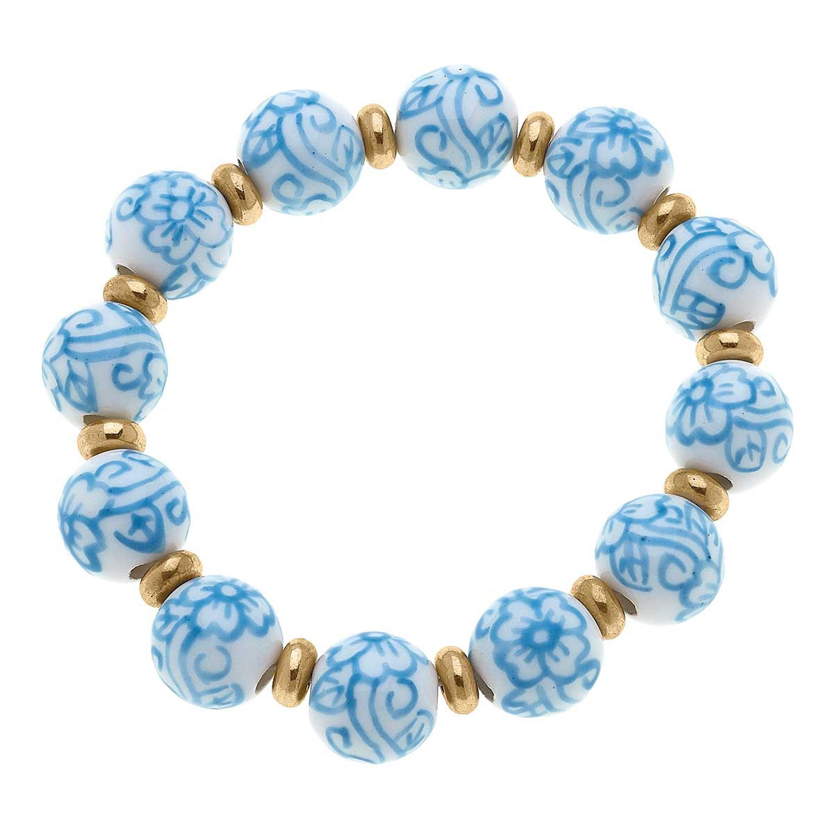 Brighton Porcelain Beaded Stretch Bracelet in Wedgwood Blue | Palm Beach Collective