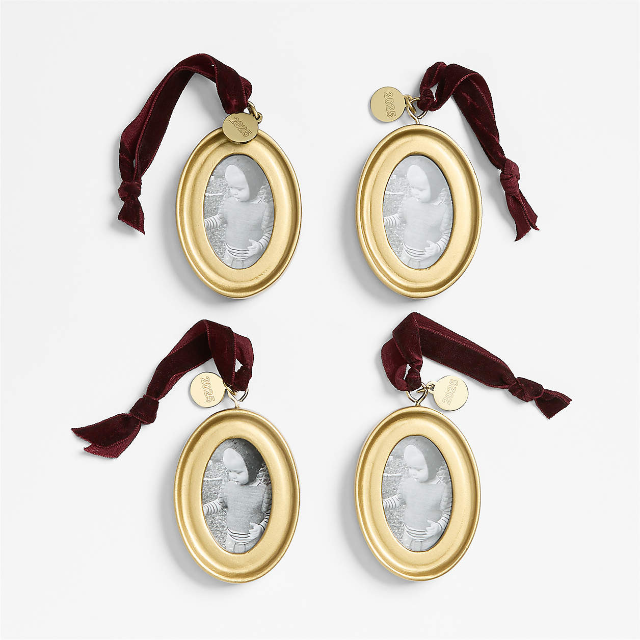 Gold Oval Photo Frame Christmas Tree Ornament, Set of 4 + Reviews | Crate & Barrel | Crate & Barrel