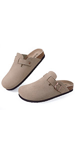 Genuine Suede Clogs for Women Men Soft Cork Footbed Leather Mules Comfort Potato Shoes with Arch ... | Amazon (US)
