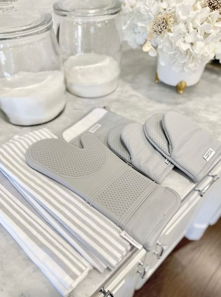 Oven mitt and dish towel sets are back in stock! White and gray kitchen towels, kitchen accessories Walmart finds 

#LTKsalealert #LTKHoliday #LTKhome