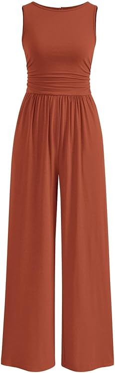 PRETTYGARDEN One Piece Jumpsuits for Women Dressy Casual Sleeveless Crewneck Wide Leg Rompers Jum... | Amazon (US)