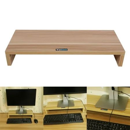 Dilwe Universal Wood Monitor Stands Speaker TV PC Laptop Computer Screen Riser Desk Organizer | Walmart (US)