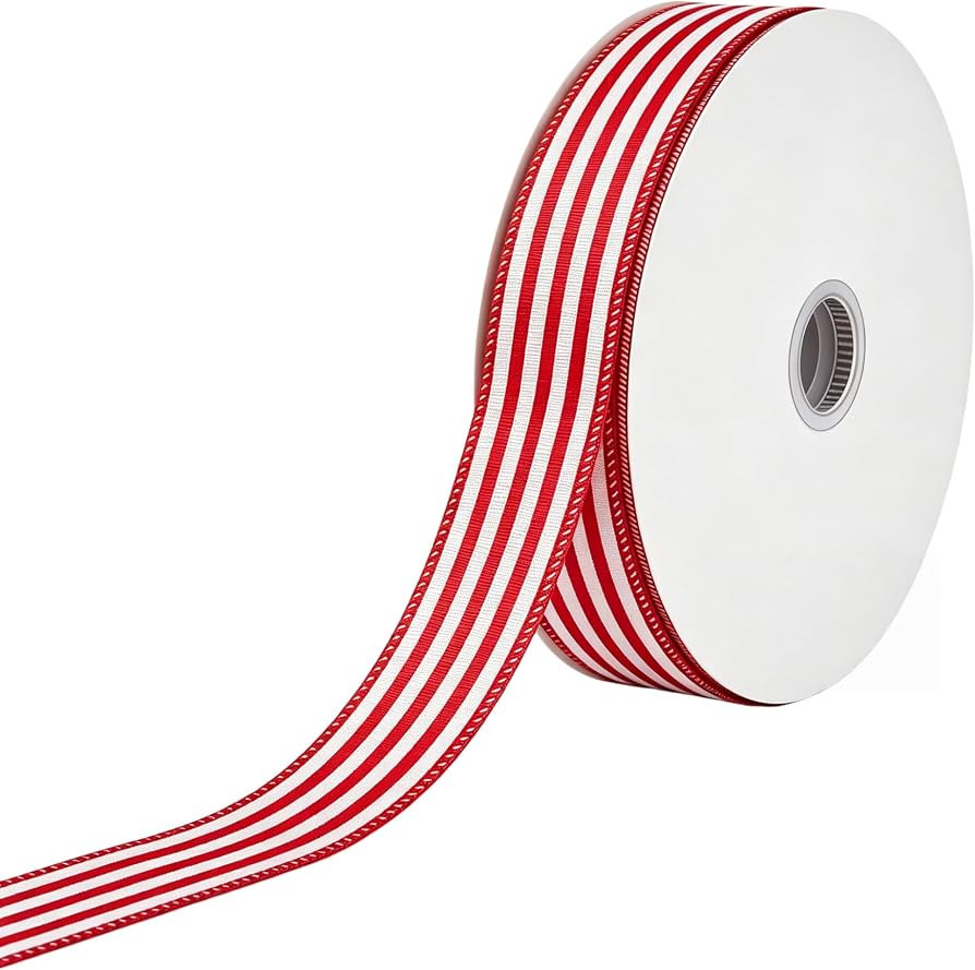 Meseey 1.5in Red White Striped Wired Edge Ribbon 10Yards Halloween Christmas Farmhouse Decor | Amazon (US)