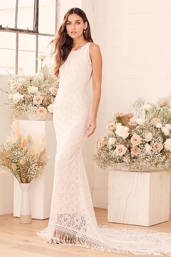 Love is an Adventure White Lace Backless Maxi Dress | Lulus (US)