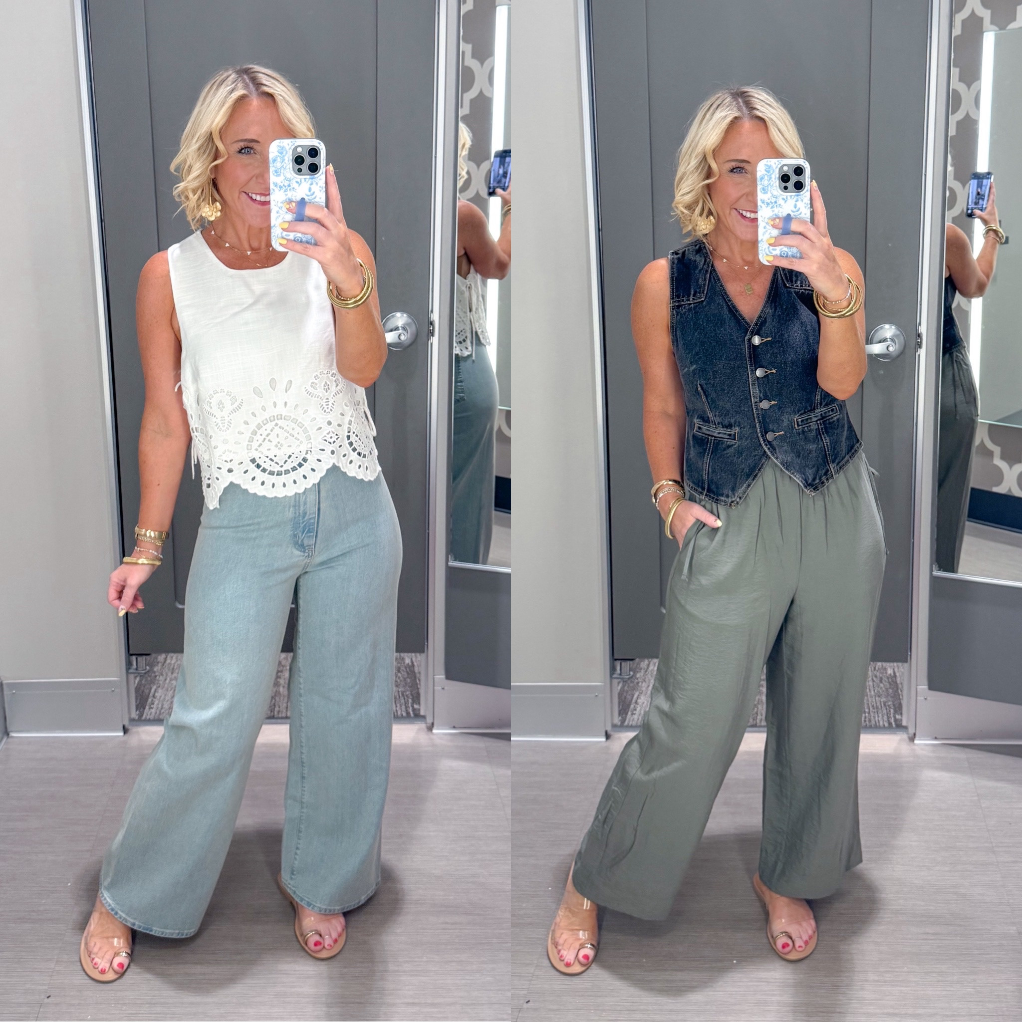 •  Sailor jeans - size 4.
• Eyelet side tie tank - size small. 
• Denim vest (black) - size 2. 
• Straight leg side-tie pull-on pants - size small. 

#LTKSaleAlert #LTKSeasonal #LTKFindsUnder50