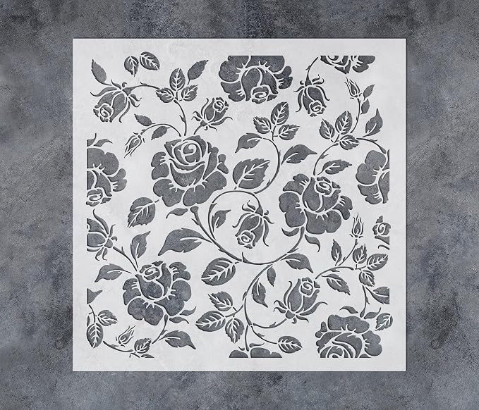 GSS Designs Large Flower Rose Wall Stencil 16x16Inch Reusable Floral Stencils for Painting on Woo... | Amazon (US)