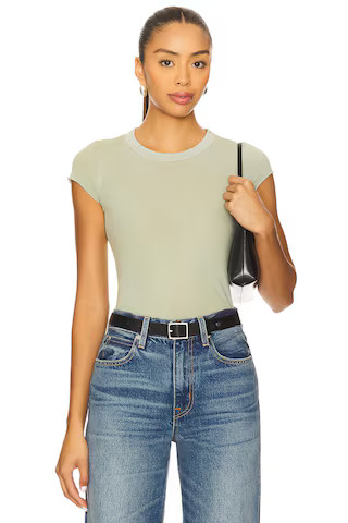 Marbella Cap Sleeve Tee in Vintage Pistachio | Revolve Clothing (Global)