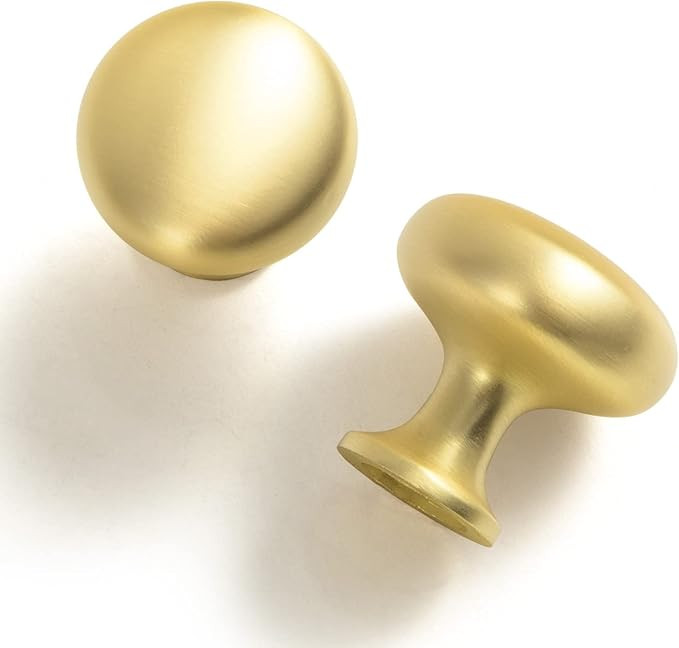Goo-Ki Brushed Brass Cabinet Knob, Modern Zinc Alloy Cabinet Handle for Drawer,Dresser, Cupboard ... | Amazon (US)