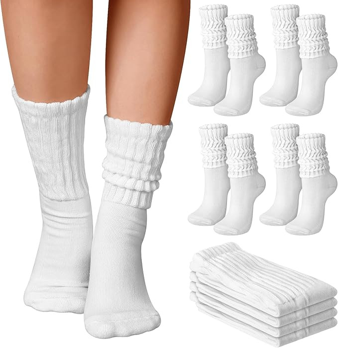 Zoooyawn 4 Pair Slouch Socks Cotton Baggy Scrunched Crew Socks Casual Slouchy Tube Neutral Aesthe... | Amazon (US)