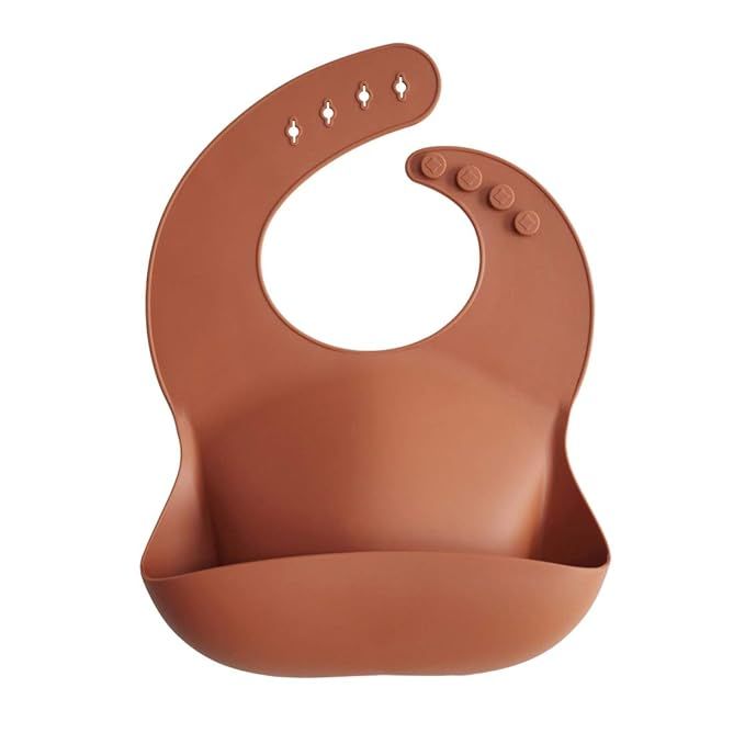 mushie Silicone Baby Bib | Adjustable Fit Waterproof Bibs (Clay) | Amazon (US)