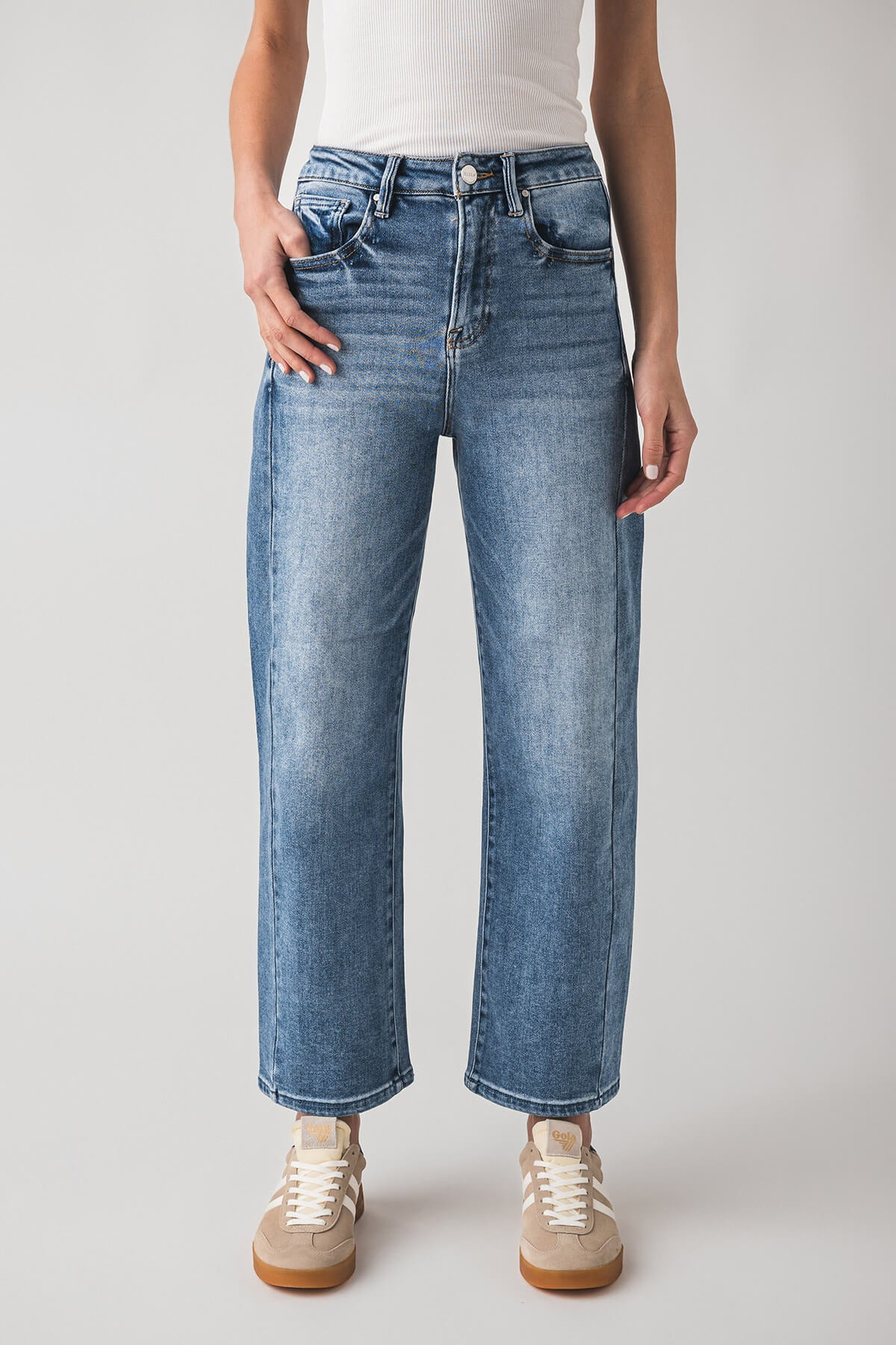Risen Wren High Rise Barrel Jeans | Social Threads