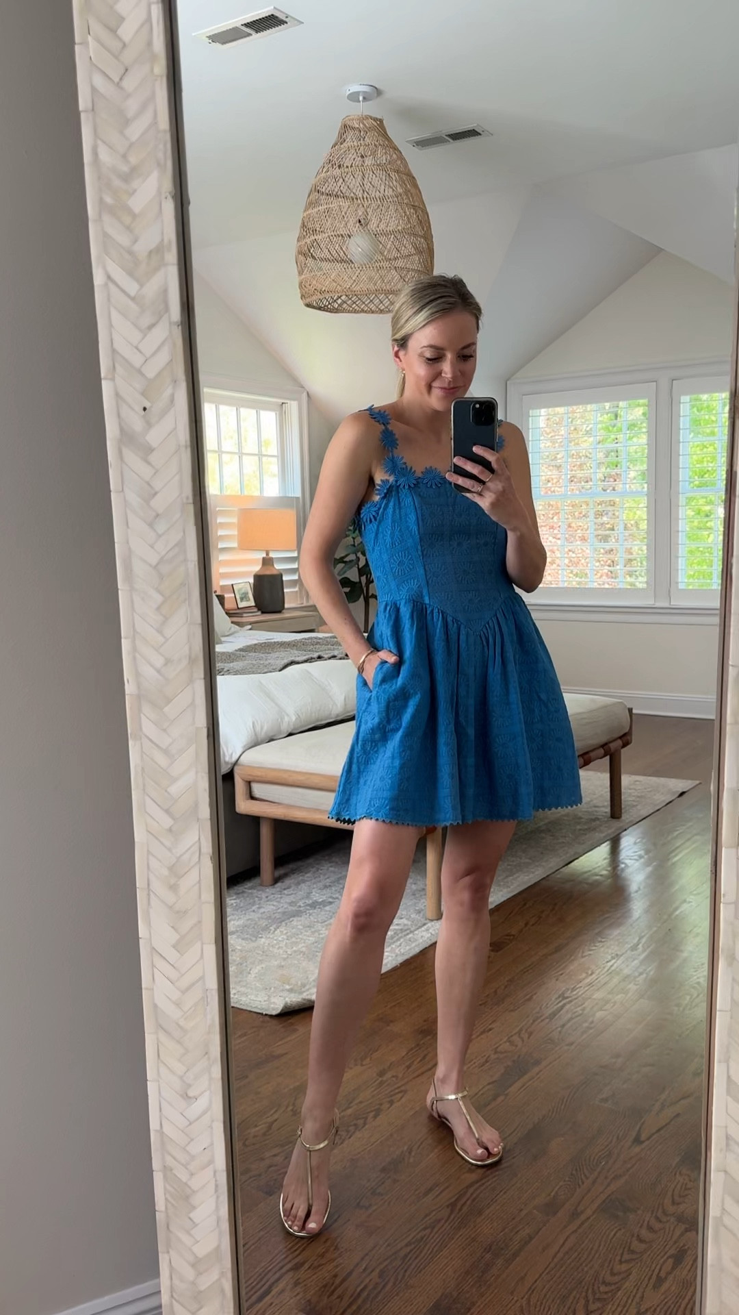 Fun summer dress perfect for Memorial Day, 4th of July or vacation. Love the strap details. 
-I’m 5’5 wearing a small, tts 
-sandals tts 