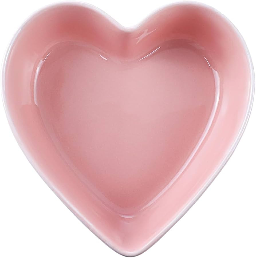MOOCHARM Cute Heart Shaped Ceramic Bowl | 400ml Heart Bowls for Dessert Snack Salad Soup (Pink - 1 Pack) | Amazon (US)