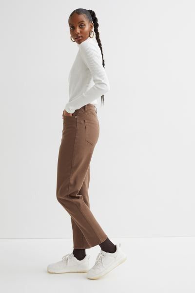 Mom Loose Fit Twill Pants Brown Pants Work Pants Pastel Spring Outfits Budget Fashion Affordable  | H&M (US + CA)