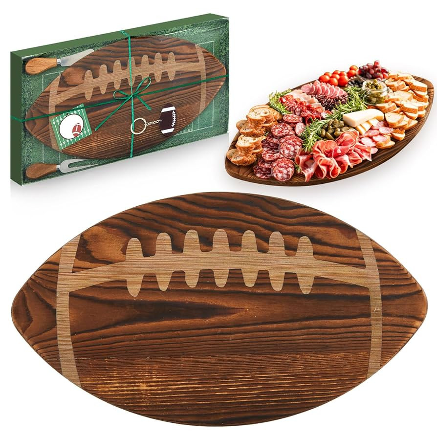 Football Shaped Cutting Board Charcuterie Board Gift Set with Cheese Knives for Football Lovers G... | Amazon (US)