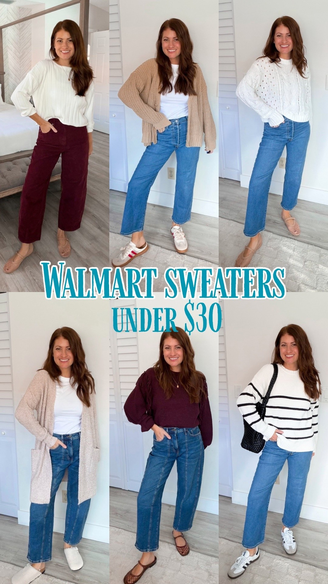 Walmart sweaters under $30!

Wearing:
Ribbed crewneck – size medium
Grandpa cardigan – size small
Fringe pullover – size small
Super soft, long line cardigan – size small
Striped pullover – size medium
Open knit cable knit - size small

#LTKootd #LTKHoliday #LTKStyleTip