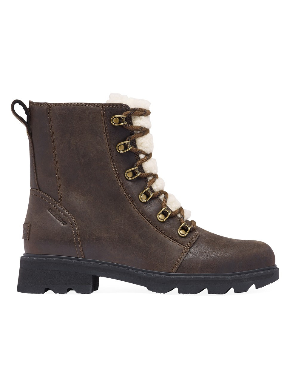 Sorel Women's Lennox Shearling-Lined Leather Combat Boots - Blackened - Size 8 | Saks Fifth Avenue