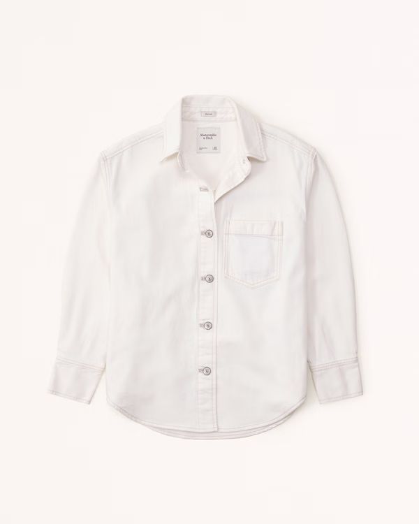 Women's Oversized Denim Button-Up Shirt | Women's Clearance | Abercrombie.com | Abercrombie & Fitch (US)