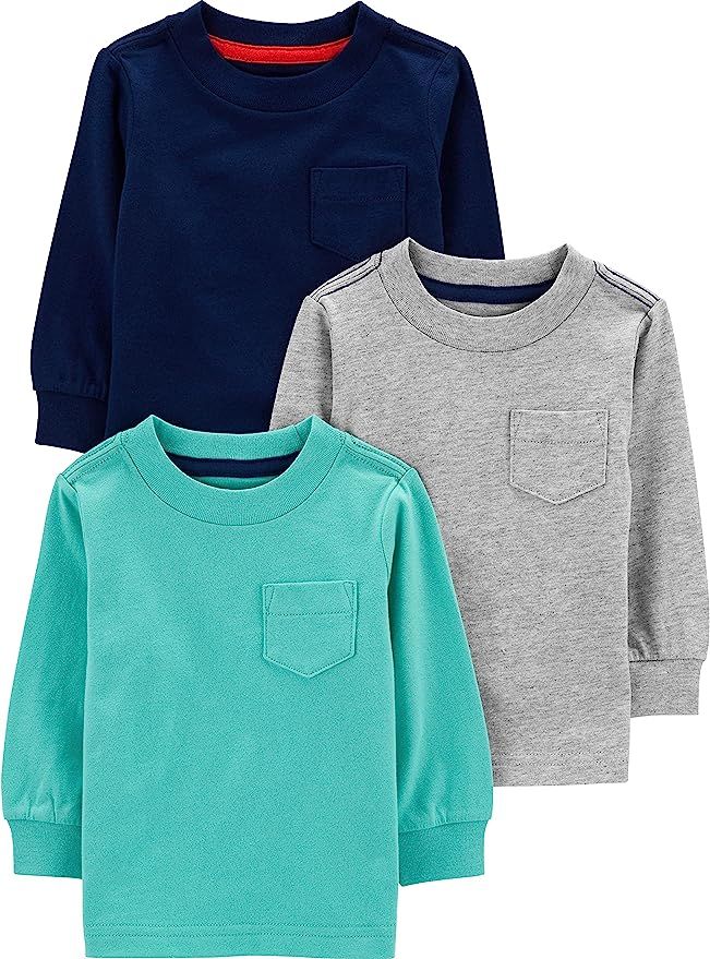 Simple Joys by Carter's Babies, Toddlers, and Boys' Solid Pocket Long-Sleeve Tee Shirts, Pack of ... | Amazon (US)