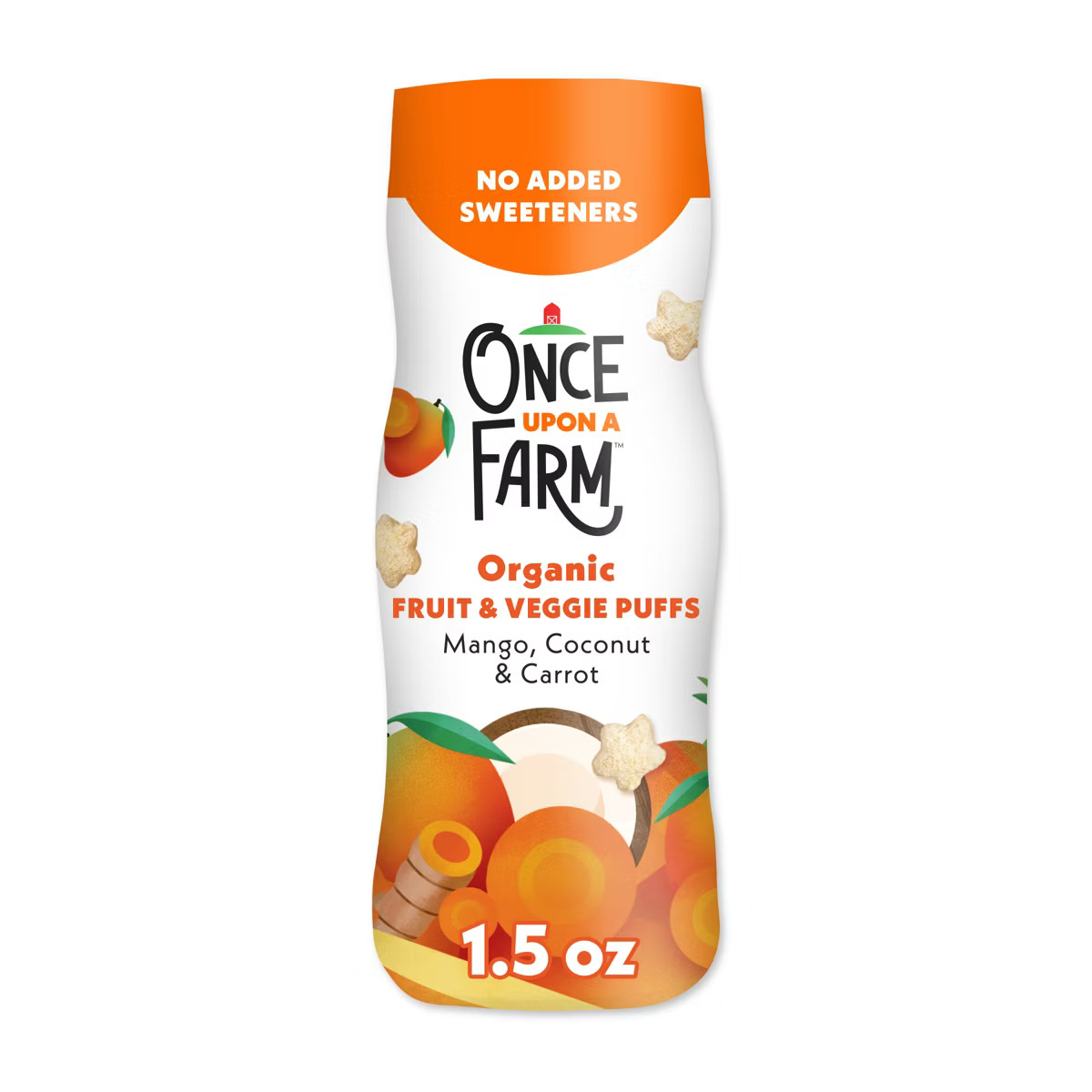 Once Upon a Farm Organic Fruit & Veggie Puffs Baby Food - Mango, Coconut & Carrot - 1.5oz | Target