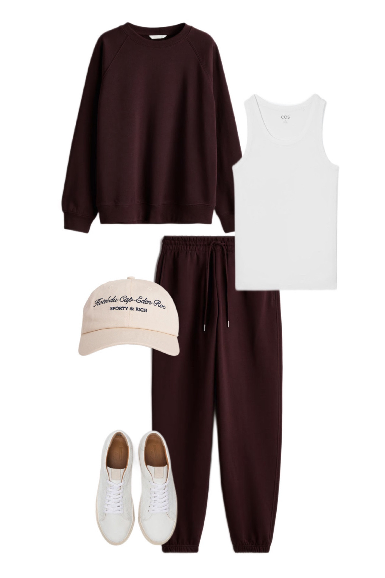 effortless weekend outfit. Burgundy sweatshirt and burgundy joggers. Sporty & Rich cap

#LTKstyletip #LTKeurope #LTKuk