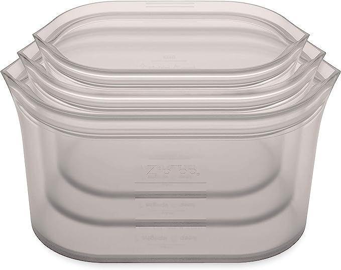Zip Top Reusable 100% Silicone Food Storage Bags and Containers, Made in the USA - 3 Dish Set - G... | Amazon (US)