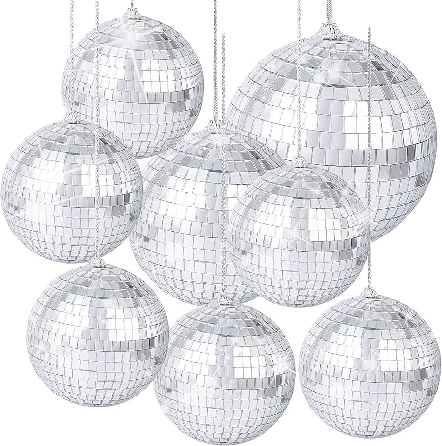 8 Pieces Mirror Disco Balls Silver Hanging Disco Light Mirror Ball for Retro Party, Fun Party, Ho... | Amazon (CA)