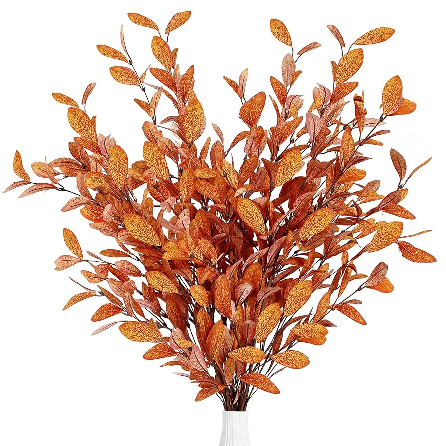 Sggvecsy 6 Pcs Artificial Fall Eucalyptus Stems Fall Eucalyptus Leaves Silk Autumn Leaf Branches ... | Amazon (US)